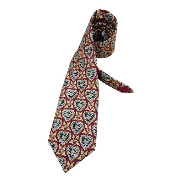 🆕️CHRISTIAN DIOR Red Geometric Heart Silk Tie HANDMADE FRANCE 57"/ 4" NWT - Picture 3 of 6